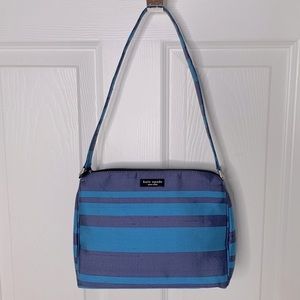 Y2K Vintage SILK Kate Spade Blue Striped Shoulder Bag